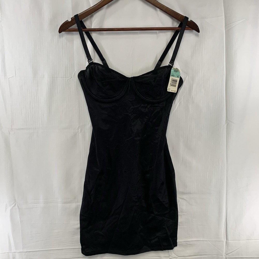 Vintage Weight Watchers In Control Instant Body Shaping Bra Slip Size 36B Black